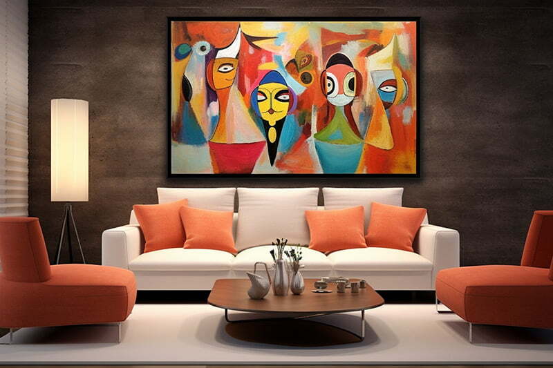 wohnzimmer orange beige