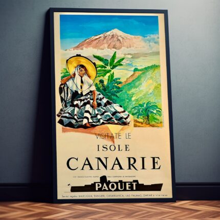Werbeposter Kanarischen Inseln Schiffstour Vintage Retro Reiseposter