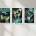 Bergpanorama 3er Bilder Set Wanddekoration Wohnzimmer Schlafzimmer Büro – Bild 5
