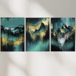 Bergpanorama 3er Bilder Set Wanddekoration Wohnzimmer Schlafzimmer Büro