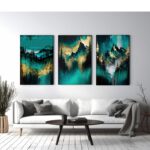 Bergpanorama 3er Bilder Set Wanddekoration Wohnzimmer Schlafzimmer Büro – Bild 2