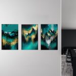 Bergpanorama 3er Bilder Set Wanddekoration Wohnzimmer Schlafzimmer Büro – Bild 4