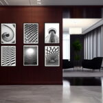 Architektur Poster Set Bilder Moderne Bürobilder in Schwarz Weiß - ohne Bilderrahmen - 6x DIN A4 oder 6x 30x40 cm Gebäude, Fassaden, Balkone, Wendeltreppe – Bild 2