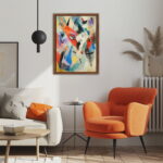 Abstraktes Leinwandbild mit Rahmen Farbenfroher Kunstdruck Holzrahmen – Bild 4