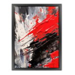 Rot-, Schwarz- und Weißtöne Abstrakte Malerei als Leinwandbild Kunstdruck mit Holzrahmen