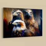 Bild mit 3 Adler Gemälde als Kunstdruck Leinwandbild für Wohnzimmer Schlafzimmer Büro