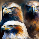 Bild mit 3 Adler Gemälde als Kunstdruck Leinwandbild für Wohnzimmer Schlafzimmer Büro – Bild 2