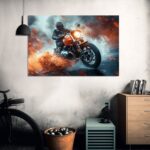 BMW 1200 Cruiser on fire Motorrad Wandbild als Dekoration – Bild 2