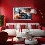 BMW 1200 Cruiser on fire Motorrad Wandbild als Dekoration – Bild 3