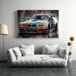 BMW M3 Rennwagen Auto Poster, Leinwandbild oder Bild mit Rahmen – Bild 2