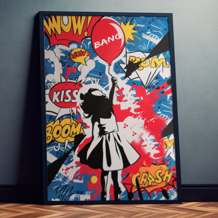 Mädchen mit dem Luftballon Graffiti Poster für Wohnzimmer, Schlafzimmer, Büro