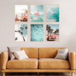Sommer Poster Set Bilder - ohne Bilderrahmen - 6x DIN A4 oder 6x 30x40 cm Palmen, Meer, Surfen – Bild 2