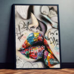 Graffiti-Kuss Street Art Poster für Wohnzimmer, Schlafzimmer, Büro