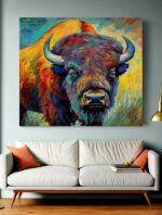 Bison in Pop Art Leinwandbild - Natur Tierbild – Bild 3