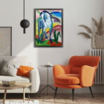 Blaues Pferd I Franz Marc Leinwandbild mit Rahmen Kunstdruck als Wanddekoration – Bild 2