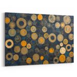 Abstrakte goldene, beige Kreise als Kunstdruck, Leinwandbild oder Bild mit Rahmen