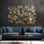 Abstrakte goldene, beige Kreise als Kunstdruck, Leinwandbild oder Bild mit Rahmen – Bild 3