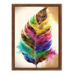 Lebendiges und farbenfrohes Blatt als Leinwandbild Kunstdruck mit Holzrahmen