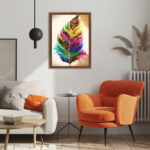 Lebendiges und farbenfrohes Blatt als Leinwandbild Kunstdruck mit Holzrahmen – Bild 3