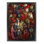 Ein Meer bunter Katzen als Leinwandbild Kunstdruck mit Holzrahmen – Bild 6
