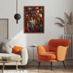 Ein Meer bunter Katzen als Leinwandbild Kunstdruck mit Holzrahmen – Bild 4