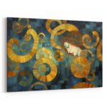 Frau im Goldspiralen Wirbel Modern als Kunstdruck, Leinwandbild oder Bild mit Rahmen