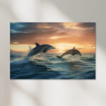 Delfine im Sonnenuntergang Poster, Leinwandbild oder Bild mit Rahmen – Bild 3