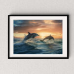 Delfine im Sonnenuntergang Poster, Leinwandbild oder Bild mit Rahmen – Bild 2
