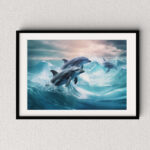 Delfine im Sturm Poster, Leinwandbild oder Bild mit Rahmen – Bild 3
