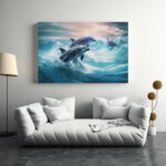 Delfine im Sturm Poster, Leinwandbild oder Bild mit Rahmen – Bild 2