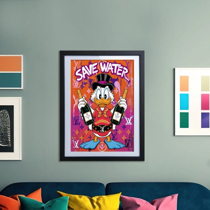 save water lustiges grafik poster für wohnzimmer, schlafzimmer, büro