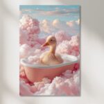 Badezimmer Poster Ente im Himmel Lustiges Tierbild für Badezimmer