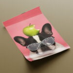 Coole Französische Bulldogge mit Apfel Kunstdruck Poster Bild zum Einrahmen Exklusive Wandkunst für Wohnzimmer, Schlafzimmer – Bild 2