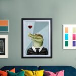 Krokodil mit Rotweinglas Kunstdruck Poster Exklusive Wandkunst für Wohnzimmer, Schlafzimmer – Bild 3