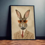 Der Vintage Hase Kunstdruck Poster Exklusive Wandkunst für Wohnzimmer, Schlafzimmer