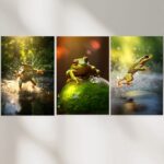 Frosch Fotografie Bilder Poster Set Nahaufnahme Naturbilder für Tierfeunde