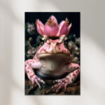 Rosa Frosch mit Krone auf dem Kopf Leinwandbild oder Fotoposter Wanddekoration Kinderzimmer – Bild 2