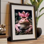 Rosa Frosch mit Krone auf dem Kopf Leinwandbild oder Fotoposter Wanddekoration Kinderzimmer – Bild 6