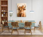 hochland kuh mit blumenschmuck als poster oder leinwandbild natur tierbild