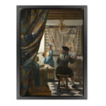 "Die Malkunst" von Johannes Vermeer als Leinwandbild Kunstdruck mit Holzrahmen