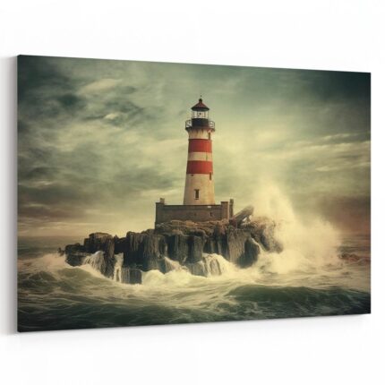 Leuchtturm im Sturm als Poster, Leinwandbild oder Bild mit Rahmen
