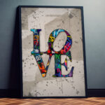 LOVE Grafik Poster zum Einrahmen für Wohnzimmer, Schlafzimmer, Büro