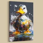 Ente nimmt ein Farbenbad als Poster oder Leinwandbild