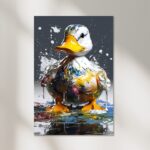Ente nimmt ein Farbenbad als Poster oder Leinwandbild – Bild 3