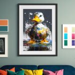 Ente nimmt ein Farbenbad als Poster oder Leinwandbild – Bild 5