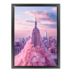 New York Empire State Building im Rosa Kleid als Leinwandbild Rahmen