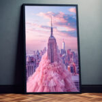 New York Empire State Building im Rosa Kleid Poster Wandbild