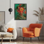 Model von Blumen umgeben als Leinwandbild Kunstdruck mit Holzrahmen – Bild 4