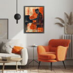 Pianist mit Hut als Leinwandbild Kunstdruck mit Holzrahmen – Bild 2