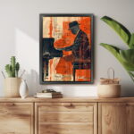 Pianist mit Hut als Leinwandbild Kunstdruck mit Holzrahmen – Bild 3